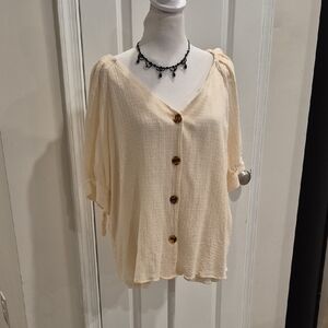 Cream Blouse Button-up, PTP 23